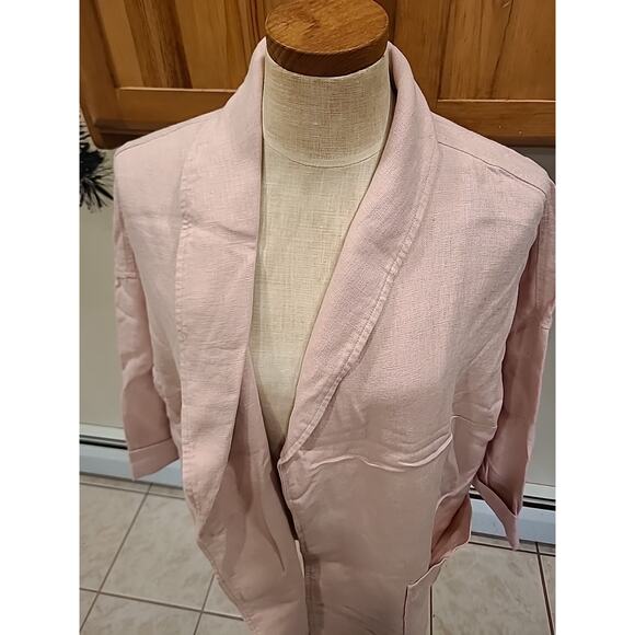 New Eileen Fisher Pink Organic Linen Shawl Collar Jacket Plus 1x - Picture 5 of 10